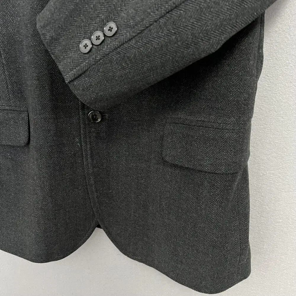 Gap Blazer Mens XL‎ Slim Gray Herringbone Sport Jacket Classic Y2K 2010 Altered